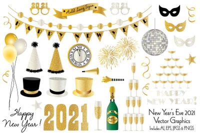 New Year&#039;s Eve 2021 Clipart Graphics