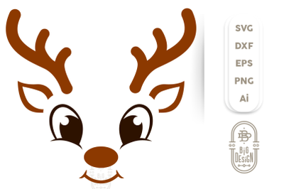 Christmas SVG - Baby Reindeer SVG , Cute Boy Reindeer face