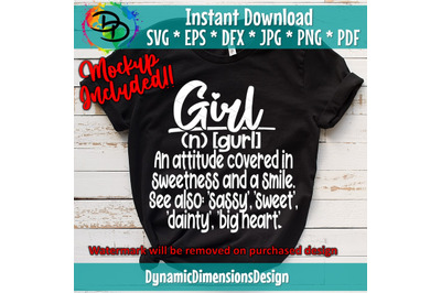 Girl Definition SVG Cut File, commercial use, instant download, printa