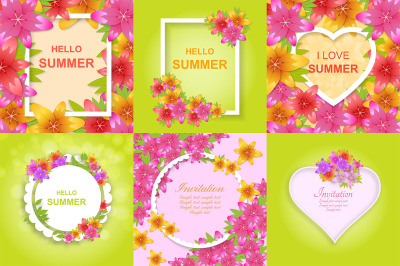 Set of floral greeting backgrounds