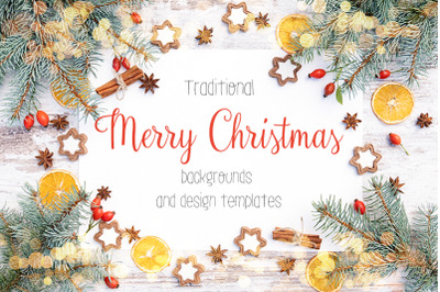 Traditional Merry Christmas backgrounds and design templates