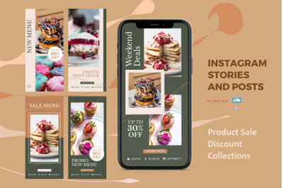 Discount deal instagram stories and posts keynote template