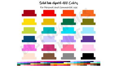 100 Tabs clipart, Tabs printable planner stickers