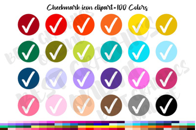 100 Colors Checkmark Planner Clipart