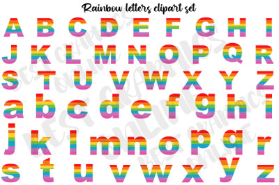 Rainbow Letter Clipart Set Colorful Abcs