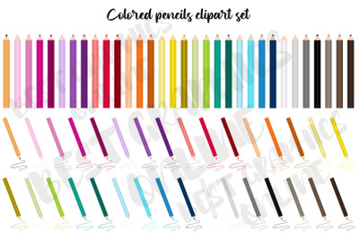 Colored Pencils Clipart Set Coloring