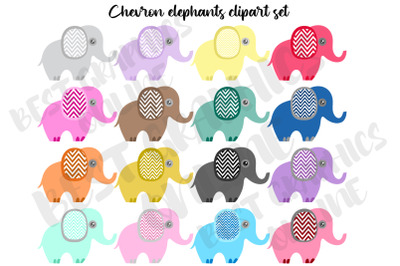 Chevron Elephants Clipart Graphics, Elep
