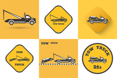 Set of tow truck icons