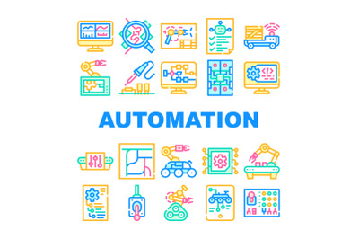 Automation Engineer Collection Icons Set Vector