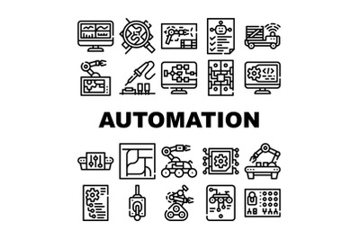 Automation Engineer Collection Icons Set Vector