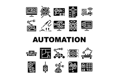 Automation Engineer Collection Icons Set Vector