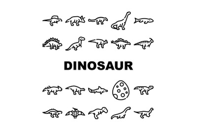 Dinosaur Wild Animal Collection Icons Set Vector