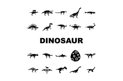 Dinosaur Wild Animal Collection Icons Set Vector