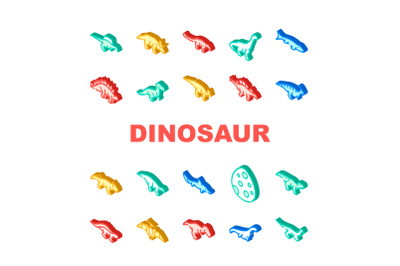 Dinosaur Wild Animal Collection Icons Set Vector