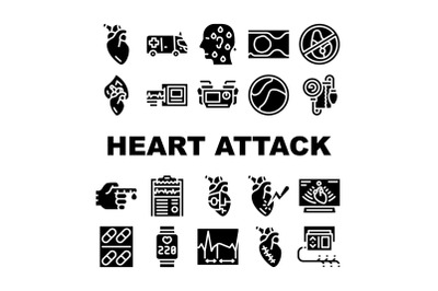 Heart Attack Disease Collection Icons Set Vector