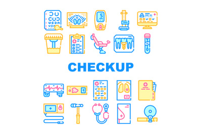 Medical Checkup Health Collection Icons Set Vector