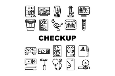 Medical Checkup Health Collection Icons Set Vector