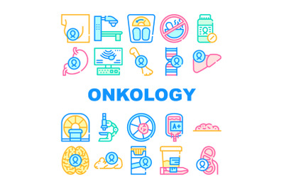 Oncology Examination Collection Icons Set Vector