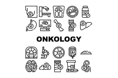 Oncology Examination Collection Icons Set Vector