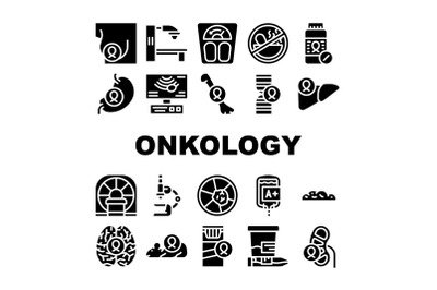 Oncology Examination Collection Icons Set Vector