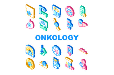 Oncology Examination Collection Icons Set Vector