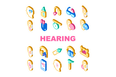 Hearing Equipment Collection Icons Set Vector