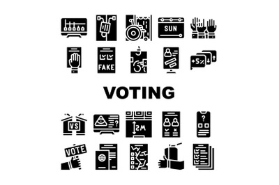 Voting And Elections Collection Icons Set Vector