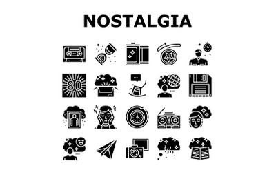 Nostalgia And Memory Collection Icons Set Vector