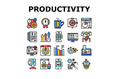 Productivity Manage Collection Icons Set Vector