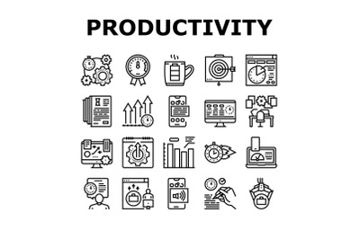 Productivity Manage Collection Icons Set Vector