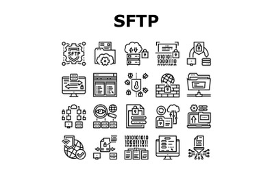 Ssh, Sftp File Transfer Protocol Icons Set Vector