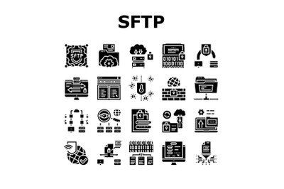 Ssh, Sftp File Transfer Protocol Icons Set Vector