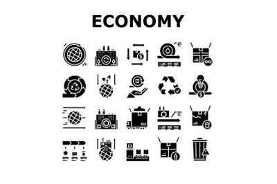 Circular And Linear Economy Model Icons Set Vector