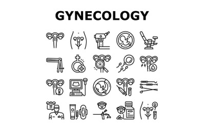 Gynecology Treatment Collection Icons Set Vector