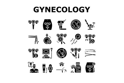 Gynecology Treatment Collection Icons Set Vector