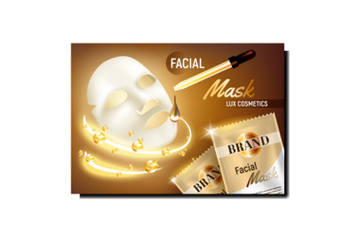 Facial Mask Lux Cosmetics Promo Banner Vector