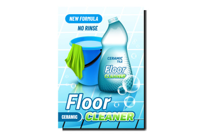 Floor Cleaner Liquid Creative Promo Poster Vector