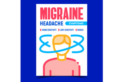 Migraine Headache Symptoms Promo Banner Vector