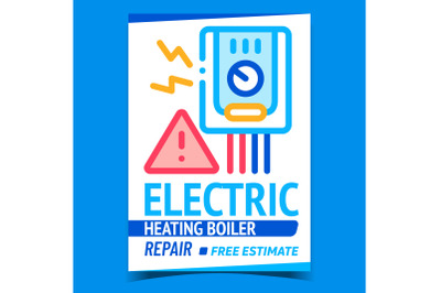 Electric Heating Boiler Repair Promo Banner Vector