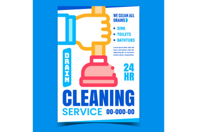 Drain Cleaning Service Promotional Poster Vector