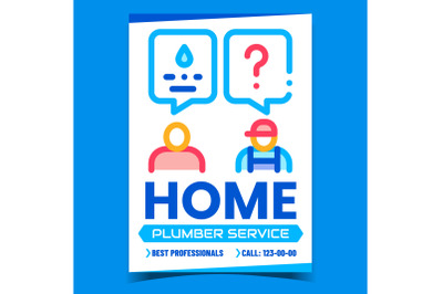 Home Plumber Service Creative Promo Poster Vector