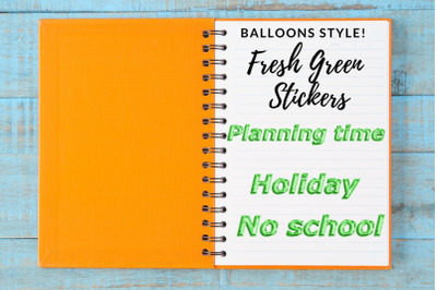 Fresh Green Balloon Stickers for Planners