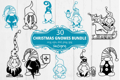 30 Christmas Gnomes Svg Bundle