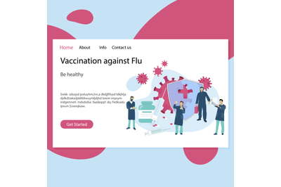 Landing page vaccination against flu and virus