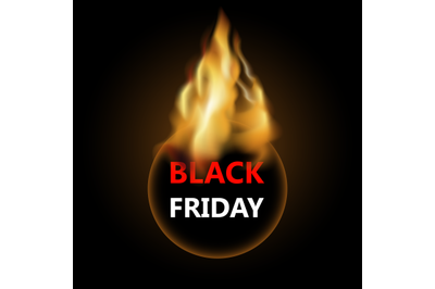 Fire black friday label to shopping and selling