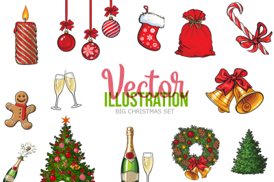 15 Christmas items Illustration