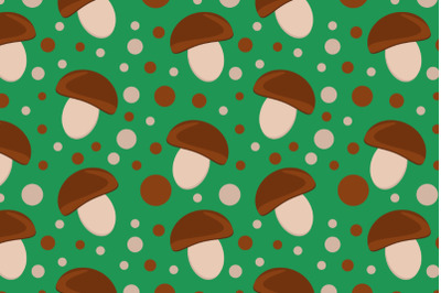 mushroom seamless pattern vector flat green