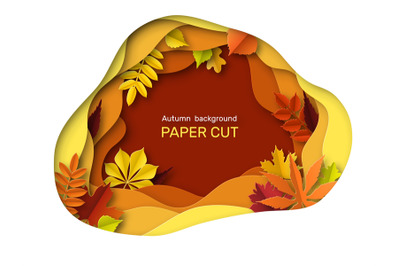 Autumn leaves background. Autumnal orange, brown and yellow paper leaf