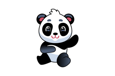 Panda. Cute asian adorable bear seating&2C; china baby mascot zoo animal&2C;