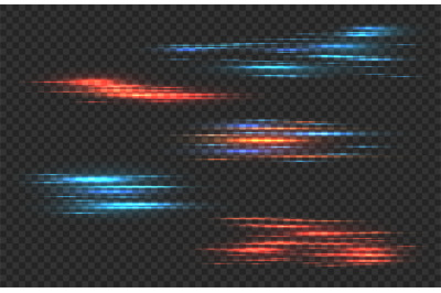 Light stripes. Red and blue shine neon lines, data connection futurist